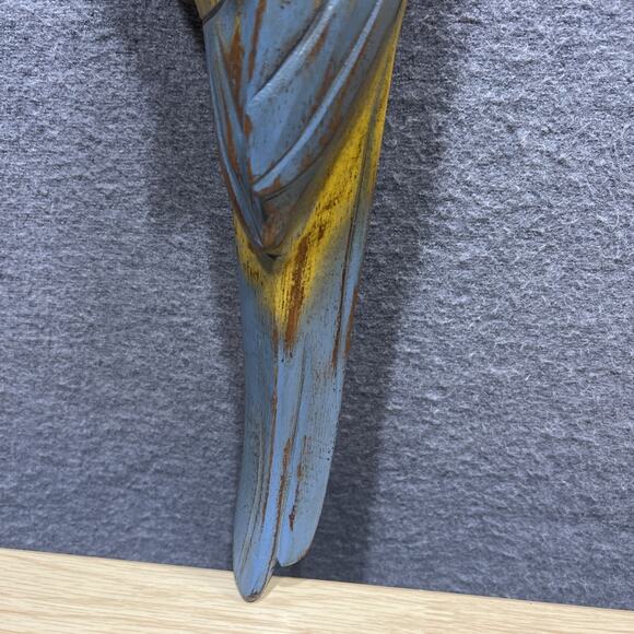 Vintage Recupe Hand Carved Hanging Hand Painted Parrot 15” - Picture 5 of 14